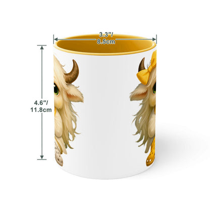 Highland Cow Mini‑Doc Ceramic Mug — Premium Gloss (15oz) (Made in USA)