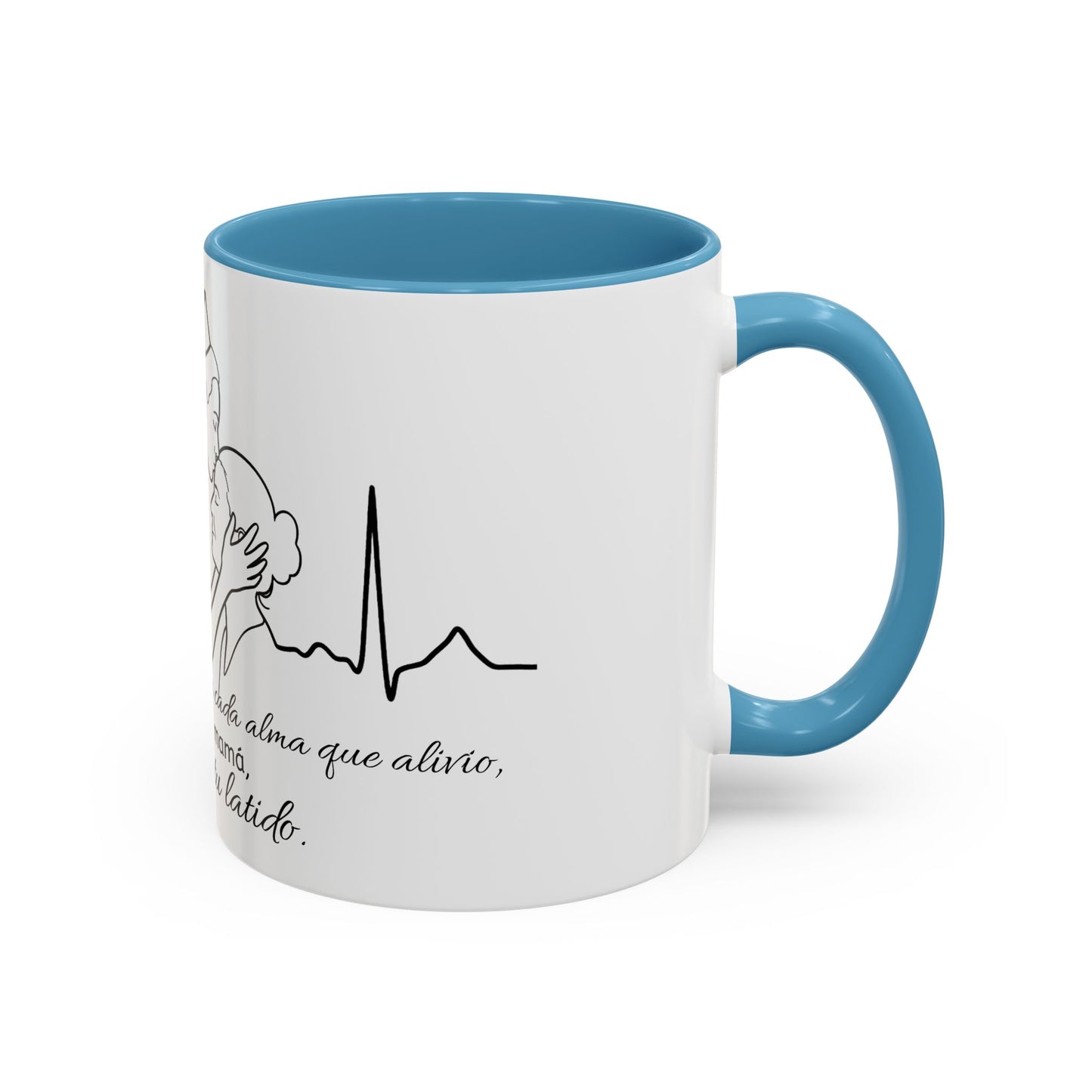 Nurse & Mom Tribute Coffee Mug – "Va conmigo, mamá, en mi corazón tu latido"