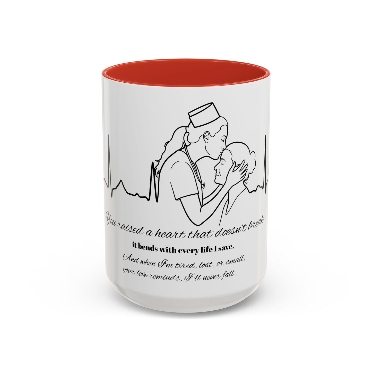 Mothers Day Mug Accent Coffee Mug (11, 15oz) The Heart Behind My Scrubs