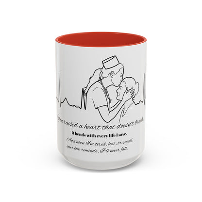 Mothers Day Mug Accent Coffee Mug (11, 15oz) The Heart Behind My Scrubs