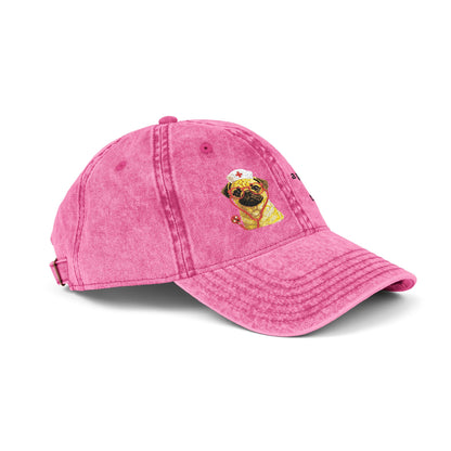 Embroidered Pug Nurse Vintage Cap — “colon: a punctuation mark that went too far.”