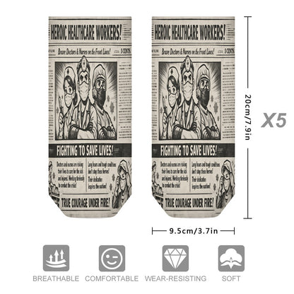 BluTokyo Heroic Healthcare Socks — Vintage Front‑Page Edition (5 Pairs Of The Same Picture)