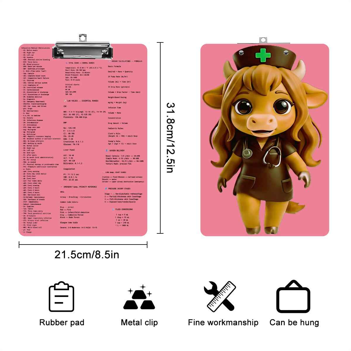 Frontline Care Clipboard: Pink Precision Acrylic Clipboard