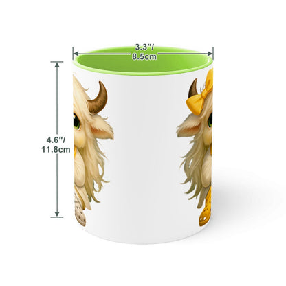 Highland Cow Mini‑Doc Ceramic Mug — Premium Gloss (15oz) (Made in USA)