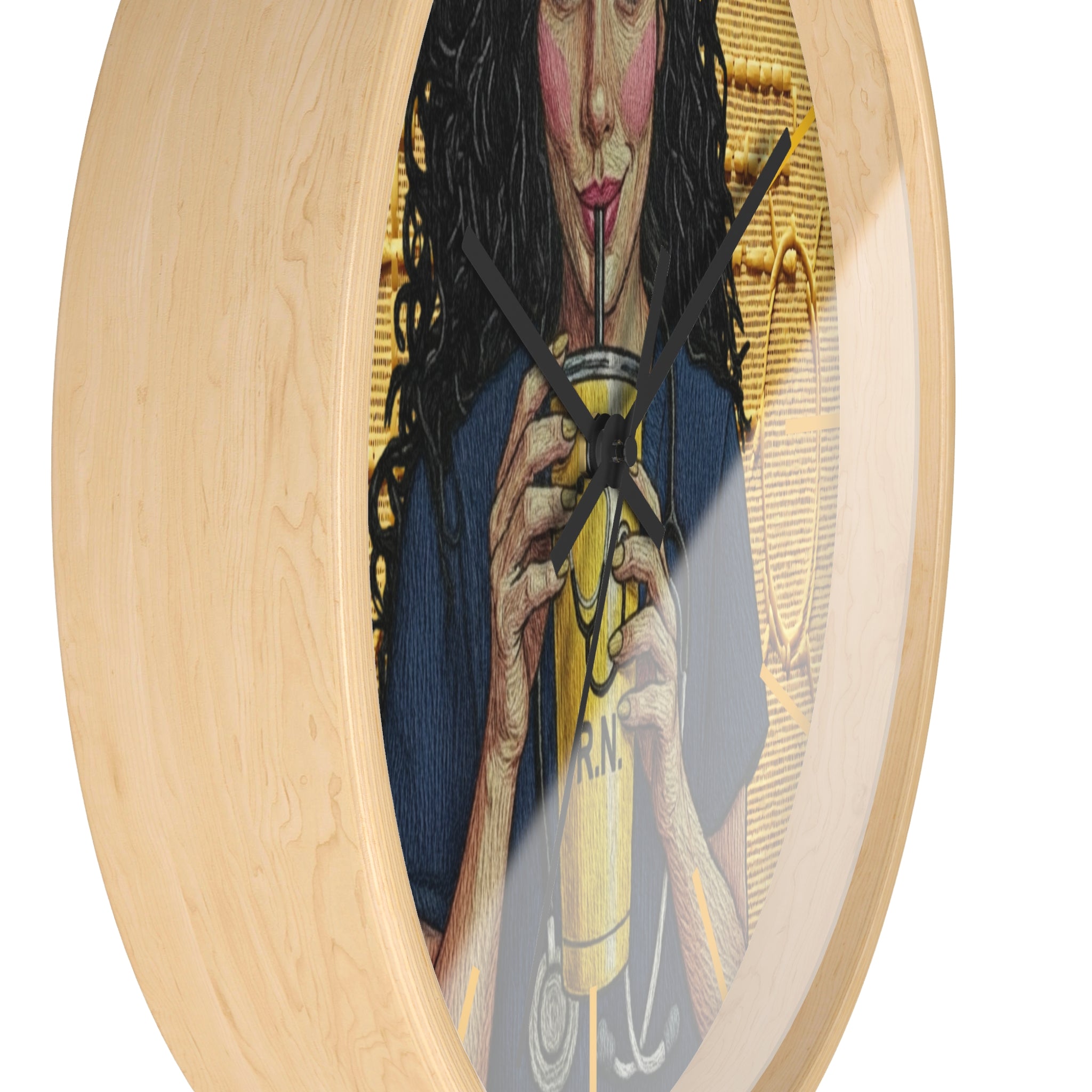 Wall Clock —RN Nurse Drinking  Illustration | Gift for Nurses