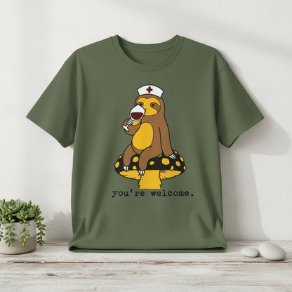 Sloth Nurse T-Shirt — Thanking you for Her Service  Cute, Funny Medical Gift