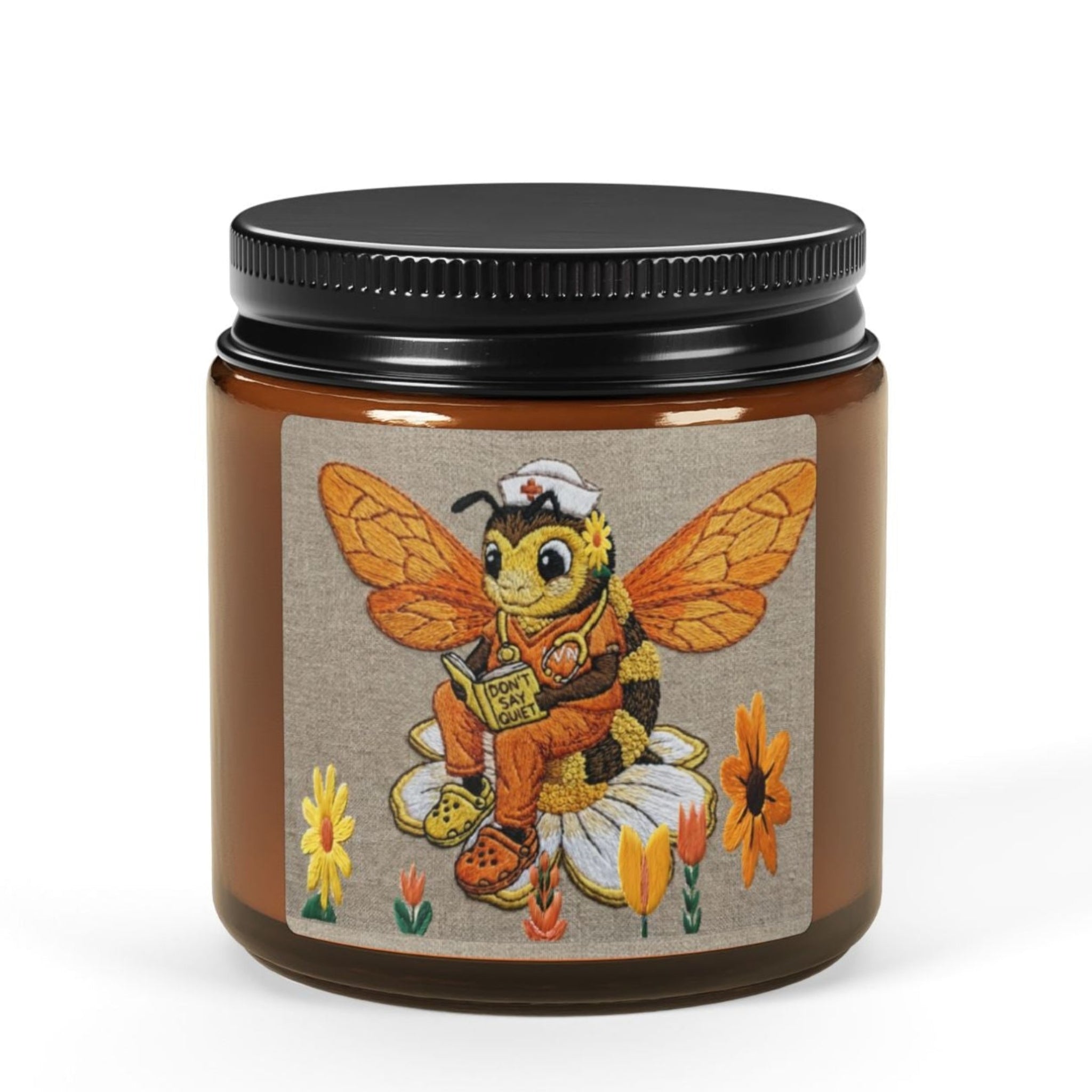 Don’t Say Quiet” — Nurse Bee Edition — Amber Jar Scented Candle (Multi-Size)