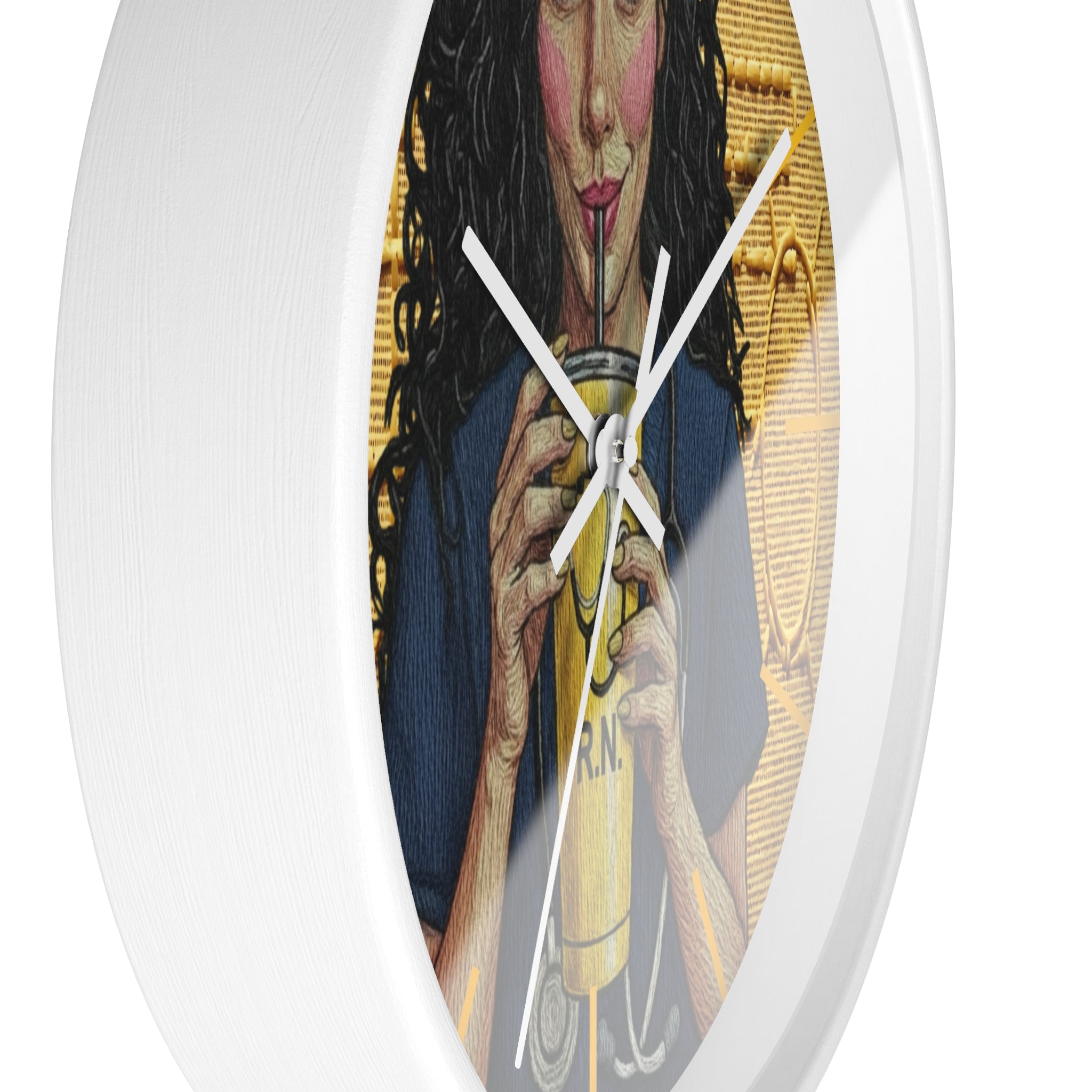 Wall Clock —RN Nurse Drinking  Illustration | Gift for Nurses
