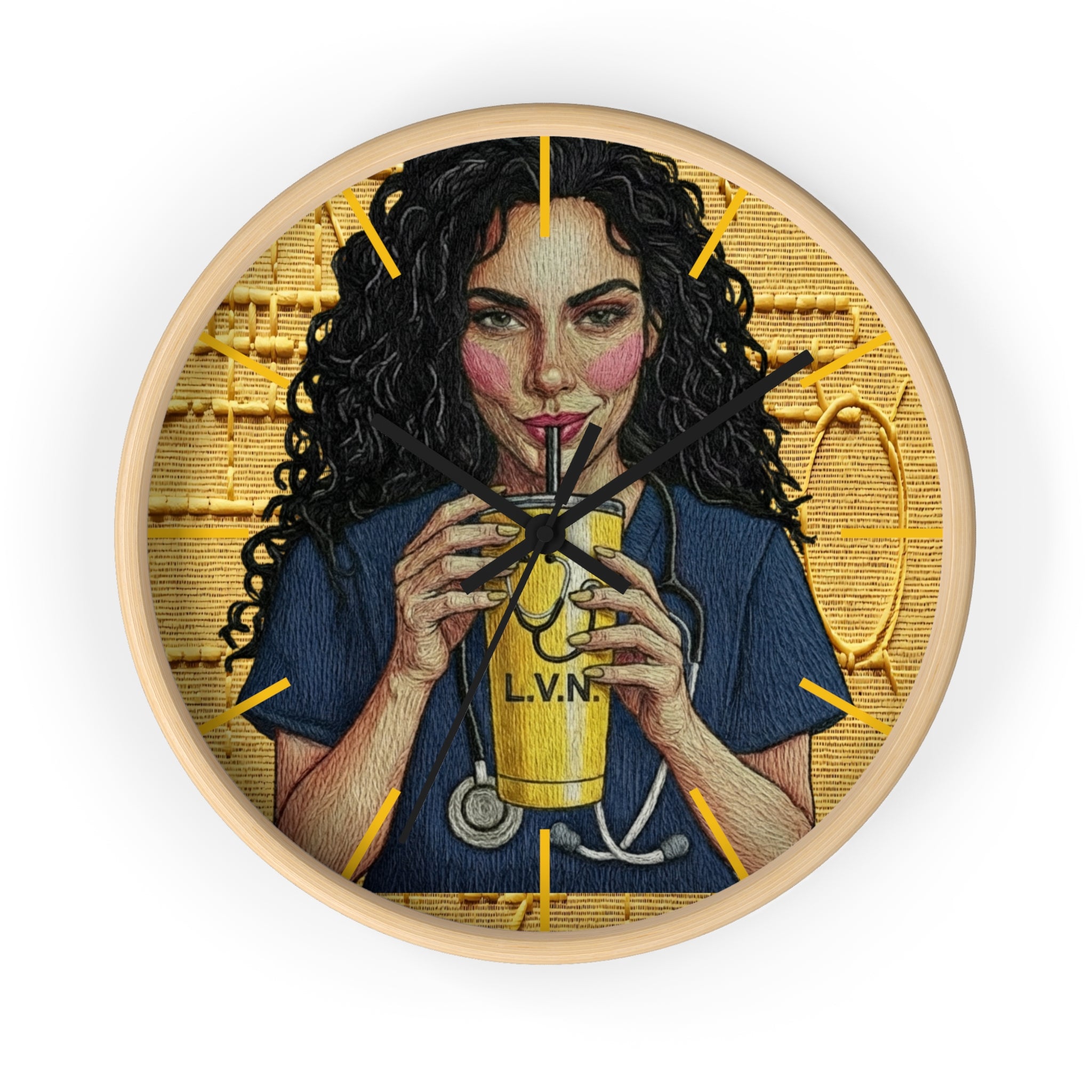 Nurse LVN Coffee Wall Clock — Cute Healthcare Worker Gift