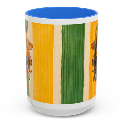 Cute Nurse Calf Coffee Mug – Colorful Striped 11oz/15oz Gift for Nurses & Vet Techs