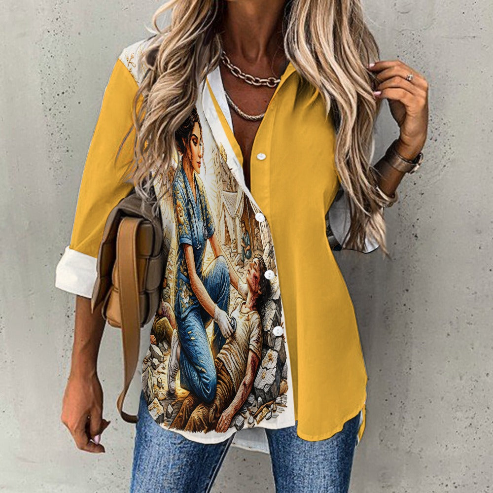 Medical Angel  Irregular Button up Top