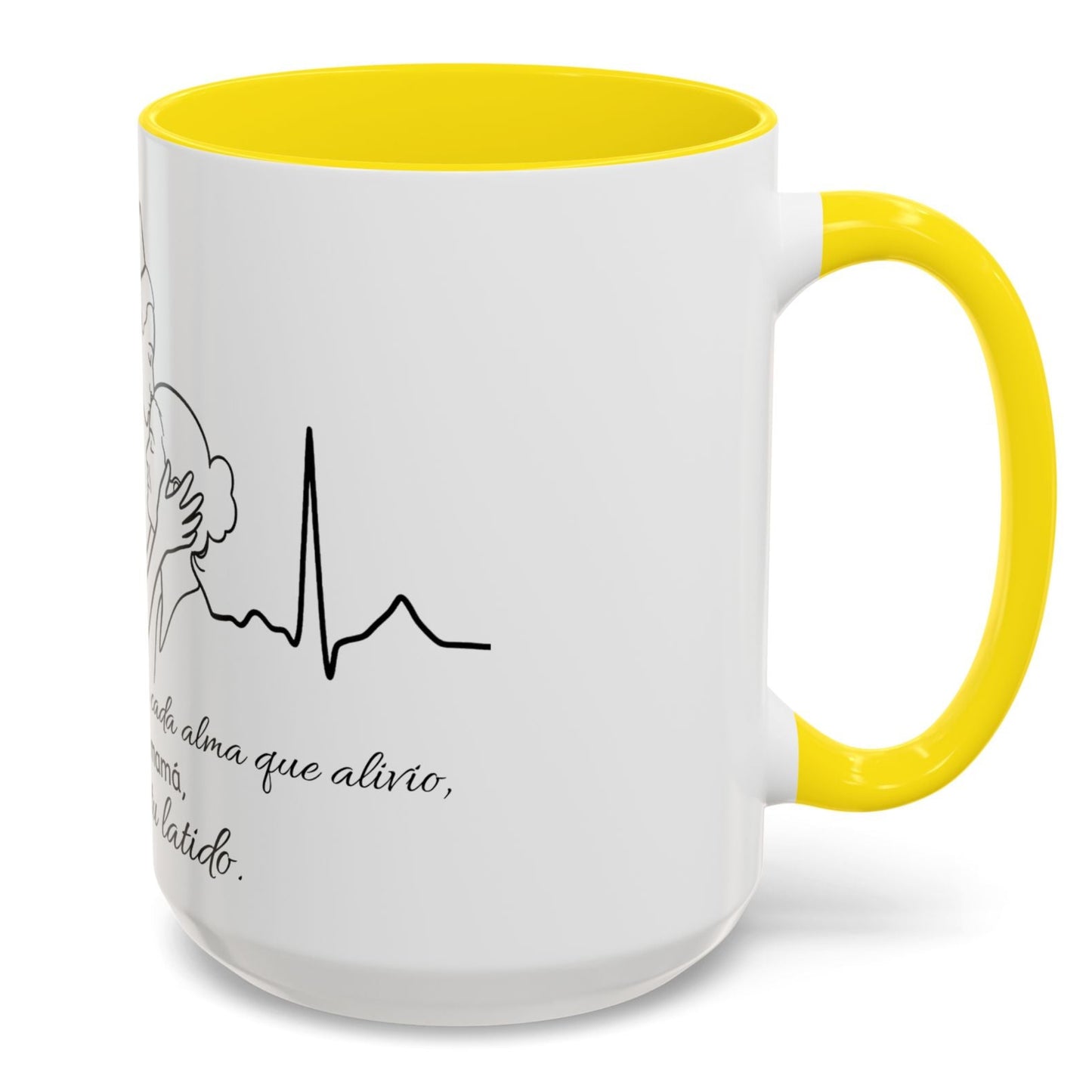 Nurse & Mom Tribute Coffee Mug – "Va conmigo, mamá, en mi corazón tu latido"