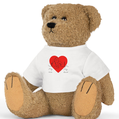 Stuffed Bear – 'My Mom, My Heart' Heart T‑Shirt Plush