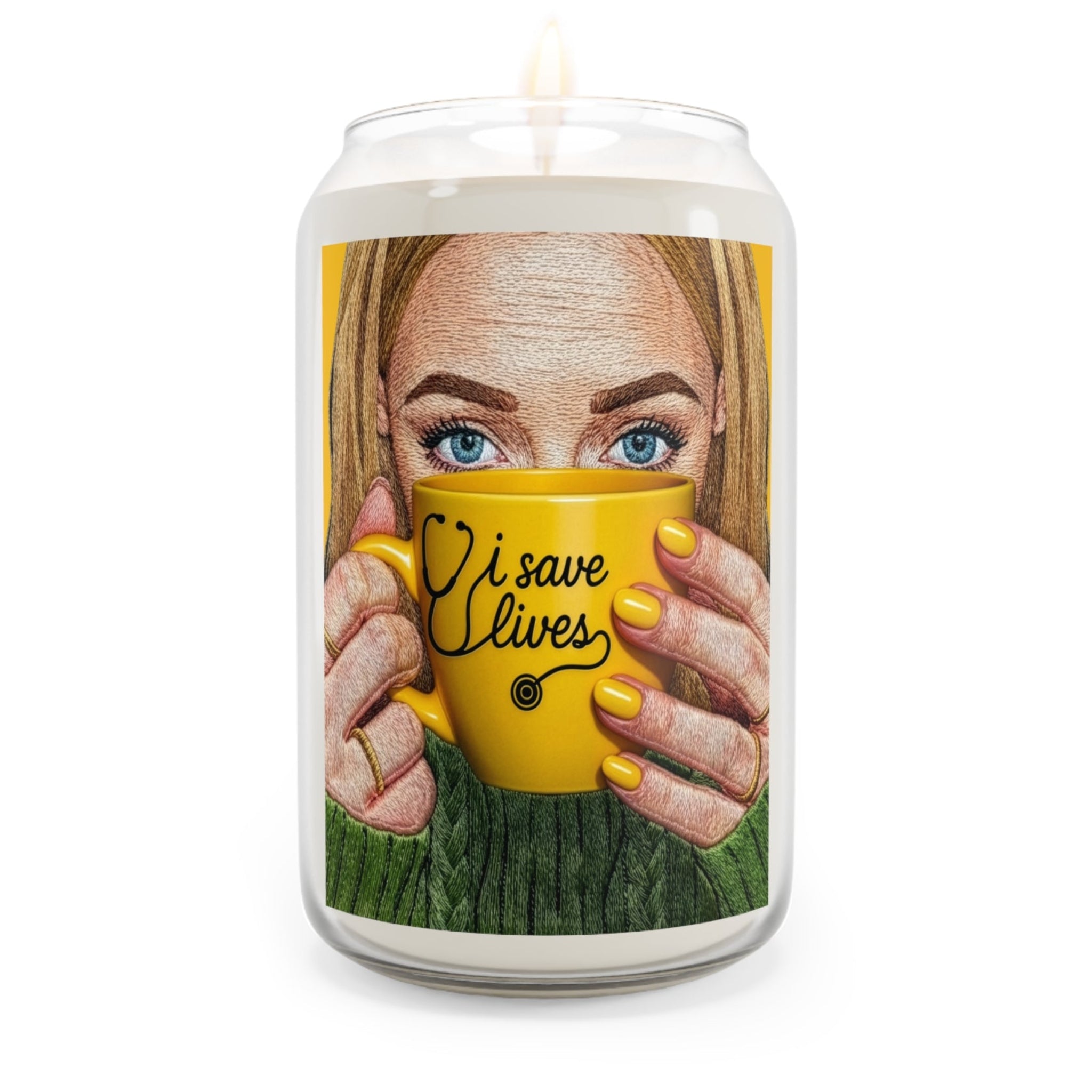 Soy Candle — I Save Lives: Golden Mug Candle, 13.75 oz