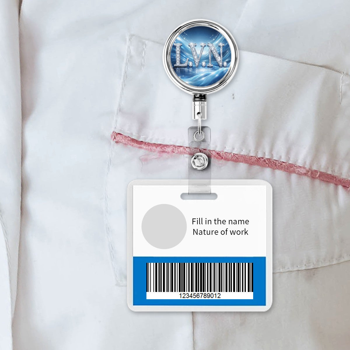 L.V.N. Badge Reel – Blue Brilliance, Vocational Pride-Heavy Duty Metal Badge Reel