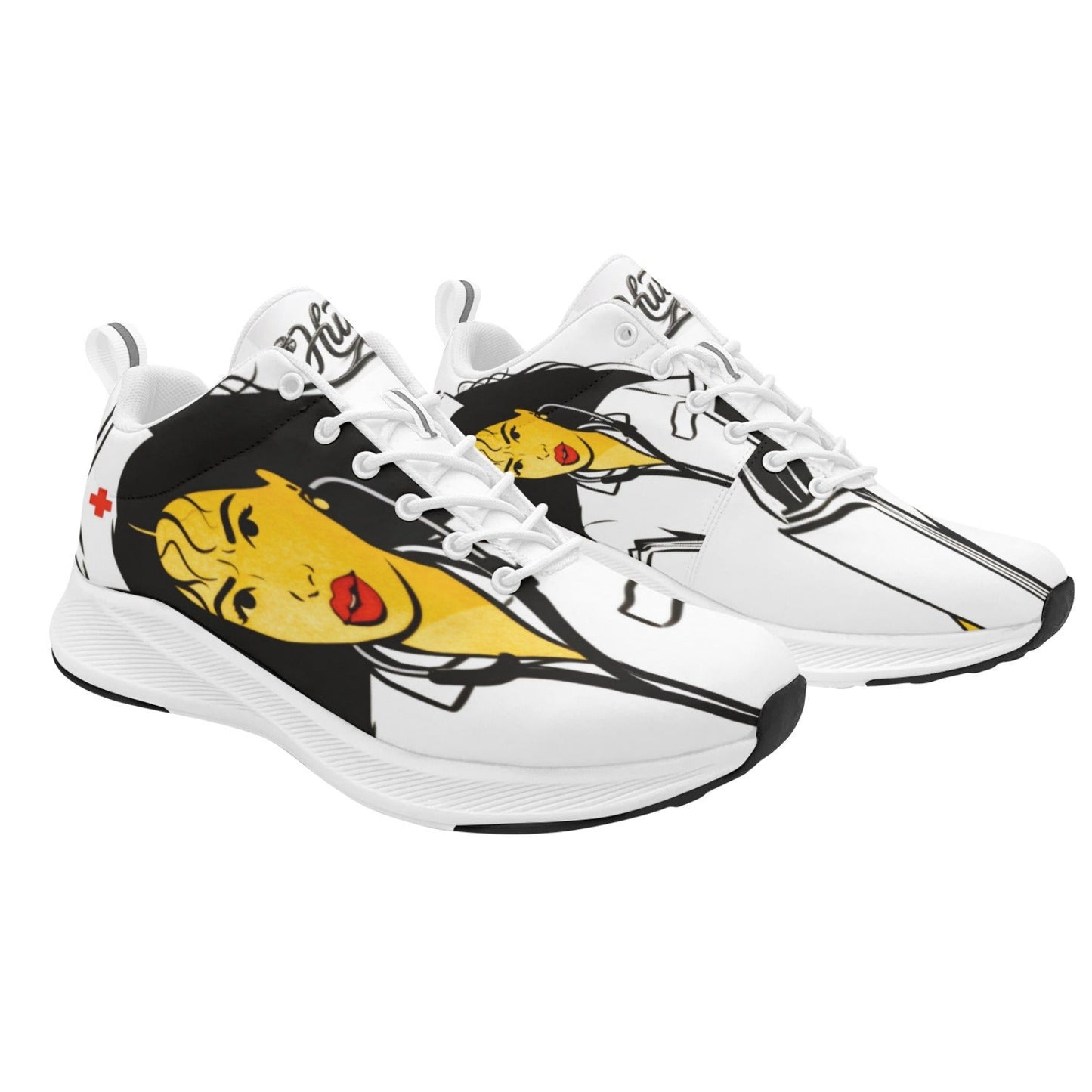 Comic Strip Nurse Custom Sneakers – Bold Portrait Edition