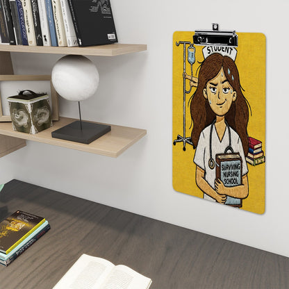 Stitched & Stressed — Nursing Student Faux Embroidery Clipboard
