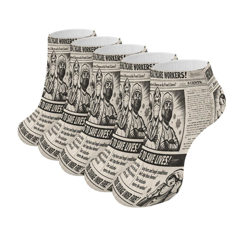 BluTokyo Heroic Healthcare Socks — Vintage Front‑Page Edition (5 Pairs Of The Same Picture)