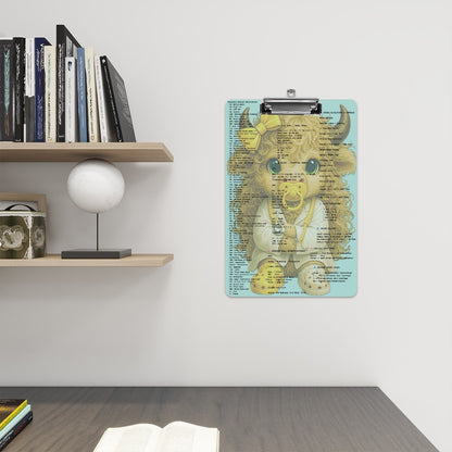 Baby Highland Cow Badge Reel – Yellow Bow Cutie Edition