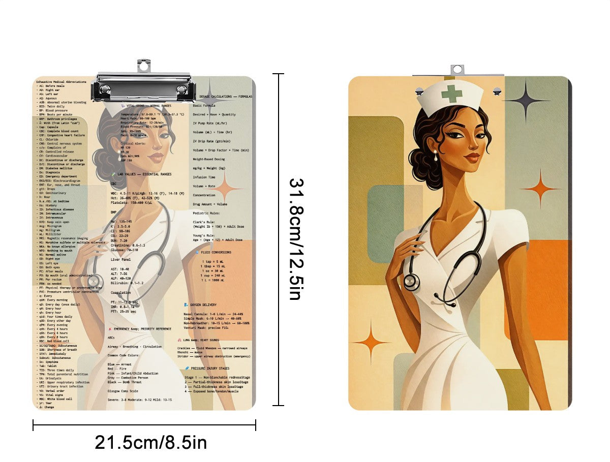 BluTokyo Nurse Reference Clipboard — Clinical Luxe Edition
