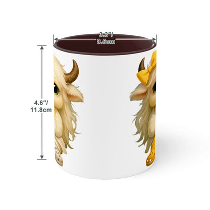 Highland Cow Mini‑Doc Ceramic Mug — Premium Gloss (15oz) (Made in USA)