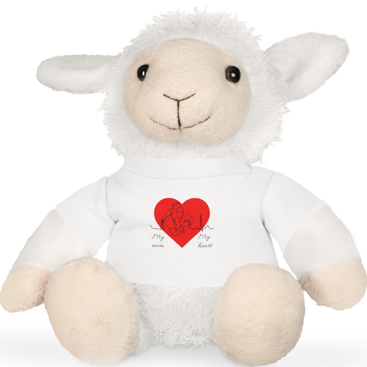 Stuffed Bear – 'My Mom, My Heart' Heart T‑Shirt Plush