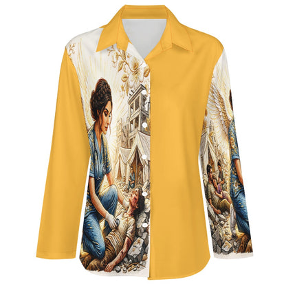 Medical Angel  Irregular Button up Top