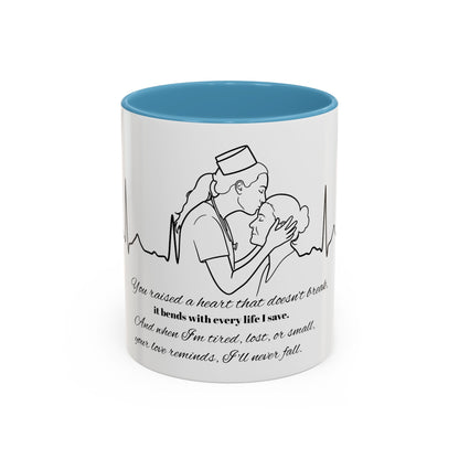 Mothers Day Mug Accent Coffee Mug (11, 15oz) The Heart Behind My Scrubs