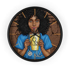 Nurse LVN Wall Clock — Black Female Nurse Drinking Coffee Illustration