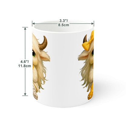 Highland Cow Mini‑Doc Ceramic Mug — Premium Gloss (15oz) (Made in USA)