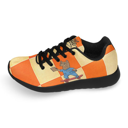 Llama on a Board Slip‑Ons — Orange Check Edition”