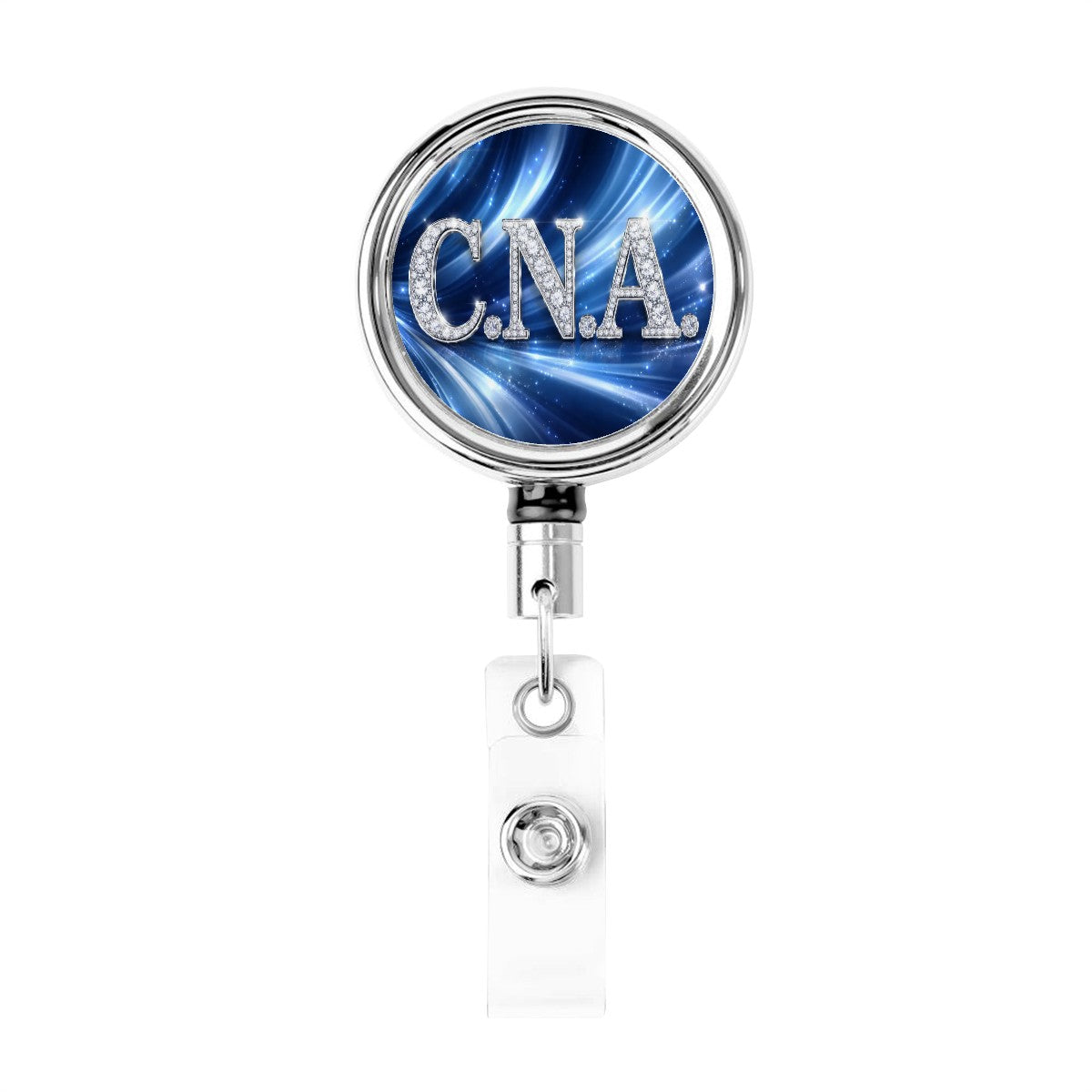 C.N.A. Badge Reel – Blue Brilliance, Certified Care-Heavy Duty Metal Badge Reel