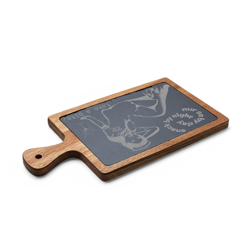 Engraved Charcuterie Board — "Pinup R.N.- Nurse by Day, Snack by Night"