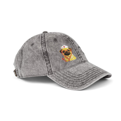 Embroidered Pug Nurse Vintage Cap — “colon: a punctuation mark that went too far.”