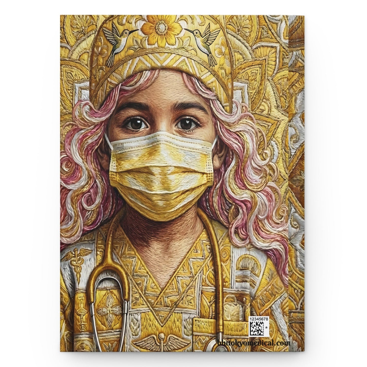 Nurse Guardian Hardcover Journal — Golden Healer Art with Mask