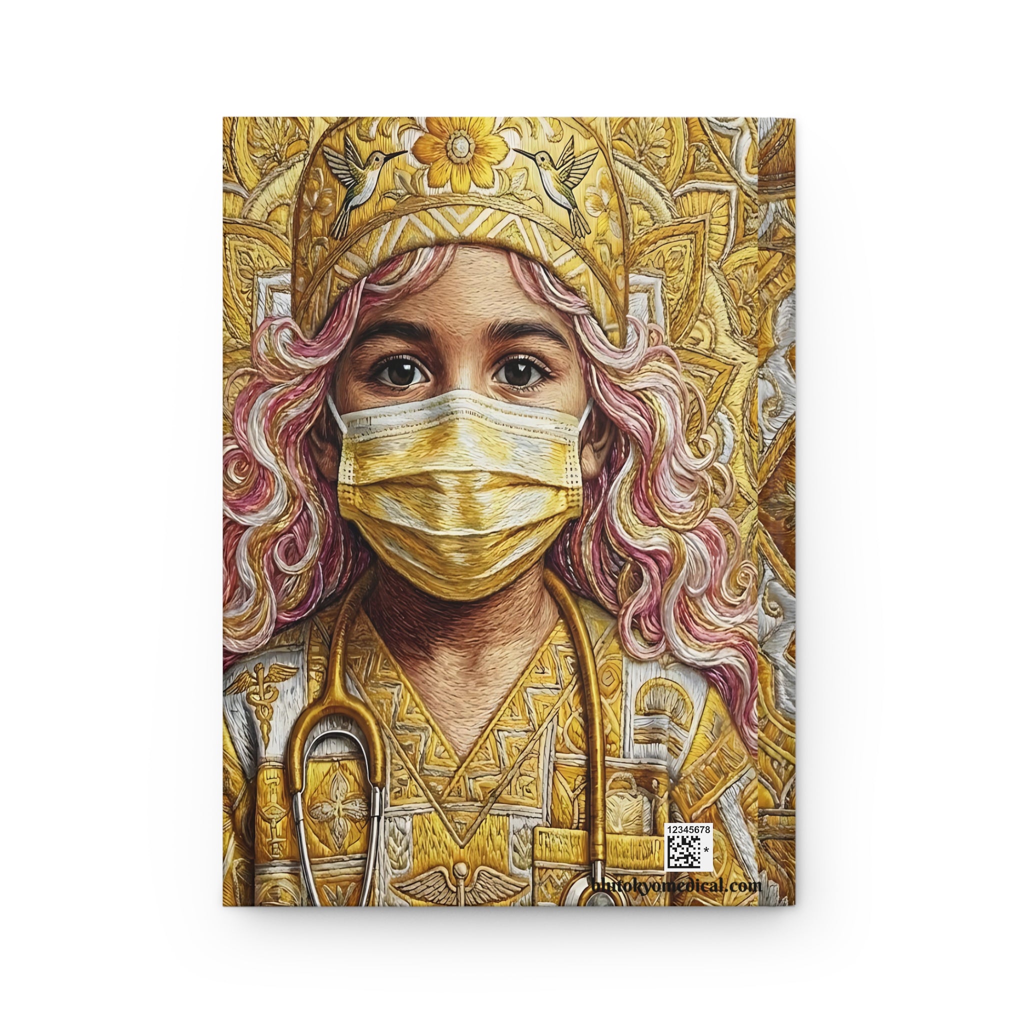 Nurse Guardian Hardcover Journal — Golden Healer Art with Mask