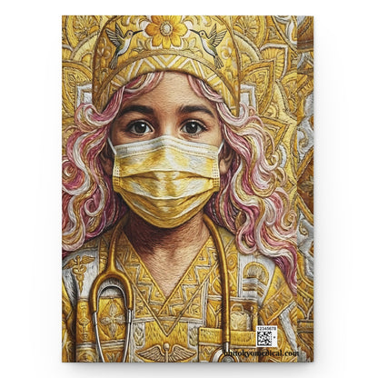 Nurse Guardian Hardcover Journal — Golden Healer Art with Mask