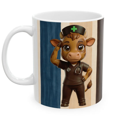 Striped Medical Calf Ceramic Mug — Cute Giraffe Coffee Cup (11oz & 15oz)