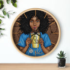 Nurse LVN Wall Clock — Black Female Nurse Drinking Coffee Illustration