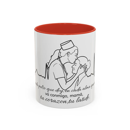 Nurse & Mom Tribute Coffee Mug – "Va conmigo, mamá, en mi corazón tu latido"
