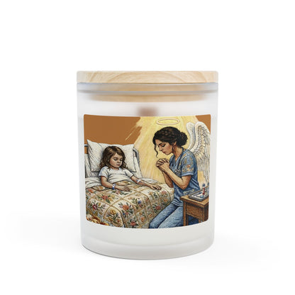 Guardian Nurse Angel Prayer Candle — Frosted Glass 11oz