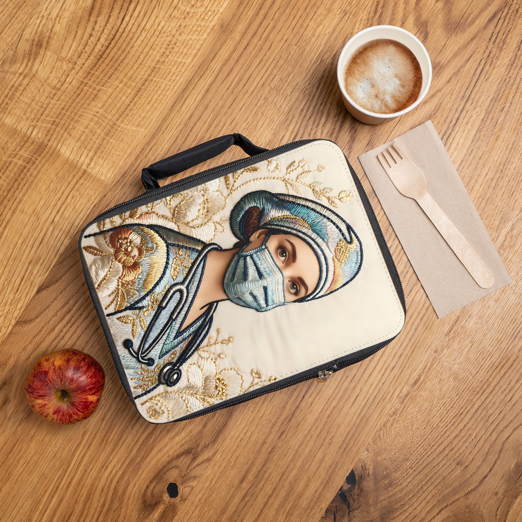 “Golden Shift” Embroidered Lunch Bag