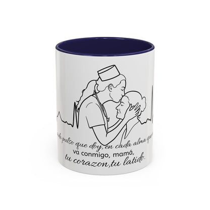 Nurse & Mom Tribute Coffee Mug – "Va conmigo, mamá, en mi corazón tu latido"