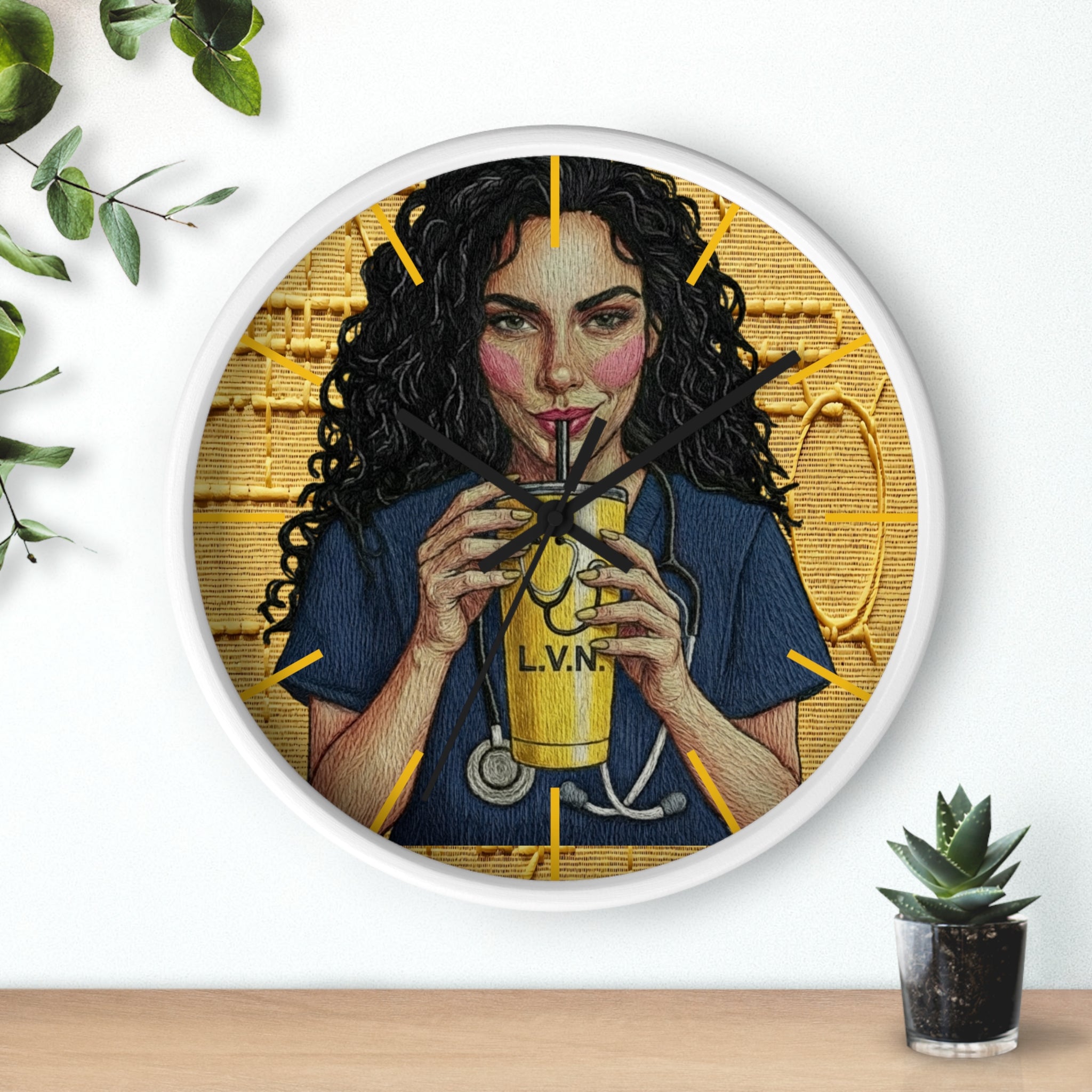 Nurse LVN Coffee Wall Clock — Cute Healthcare Worker Gift