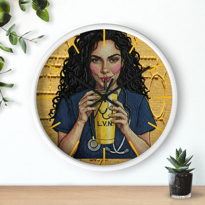 Nurse LVN Coffee Wall Clock — Cute Healthcare Worker Gift