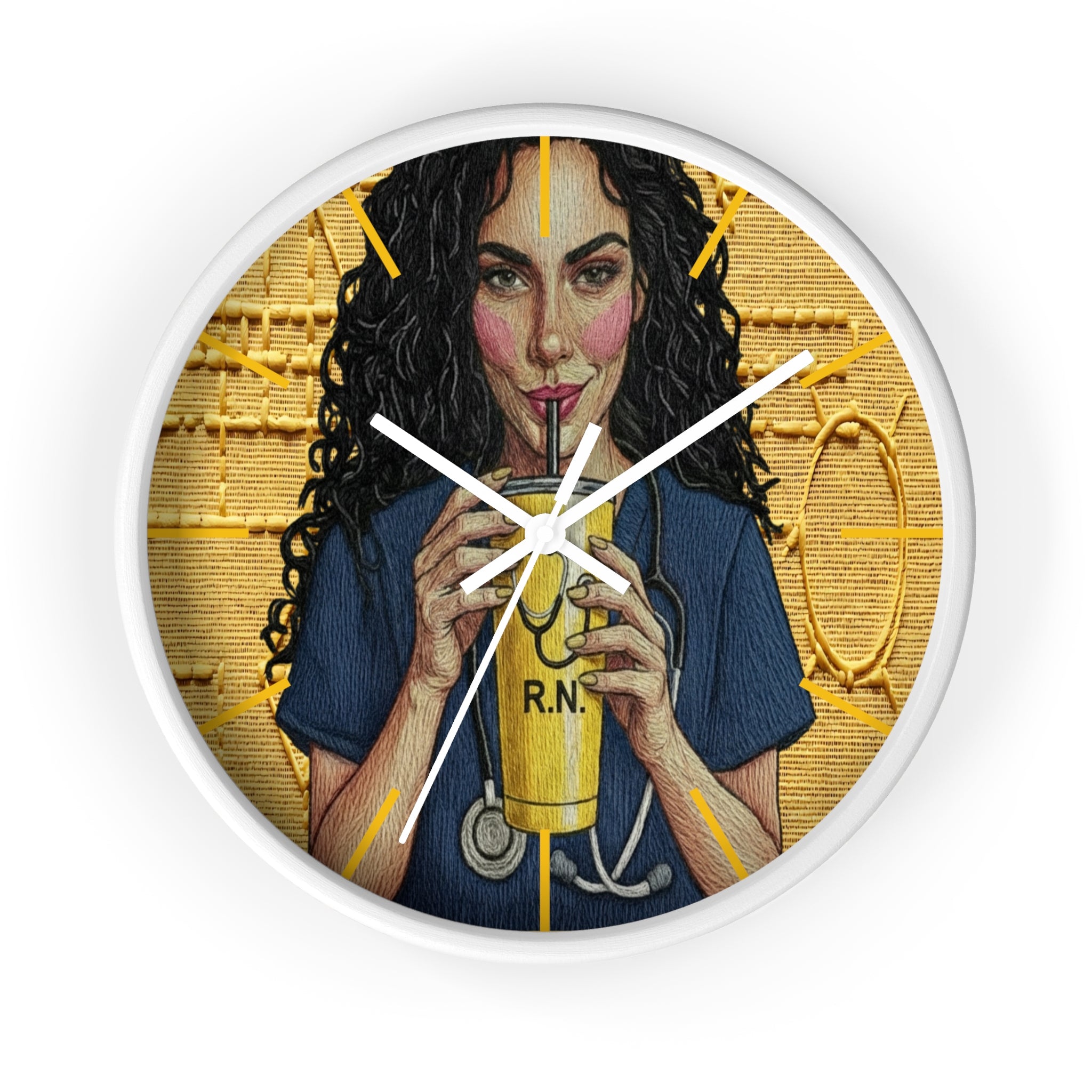 Wall Clock —RN Nurse Drinking  Illustration | Gift for Nurses