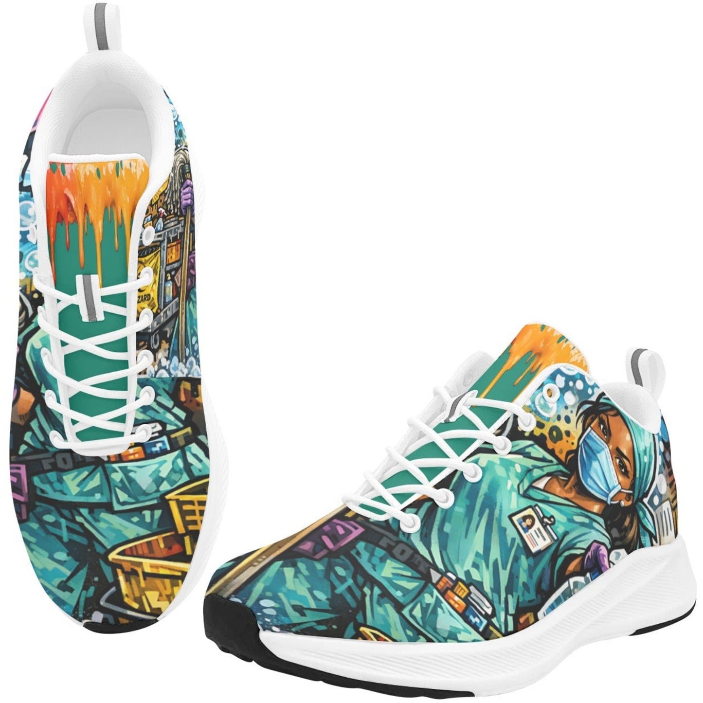 Environmental Services Warrior Sneakers — Graffitti‑Style Design