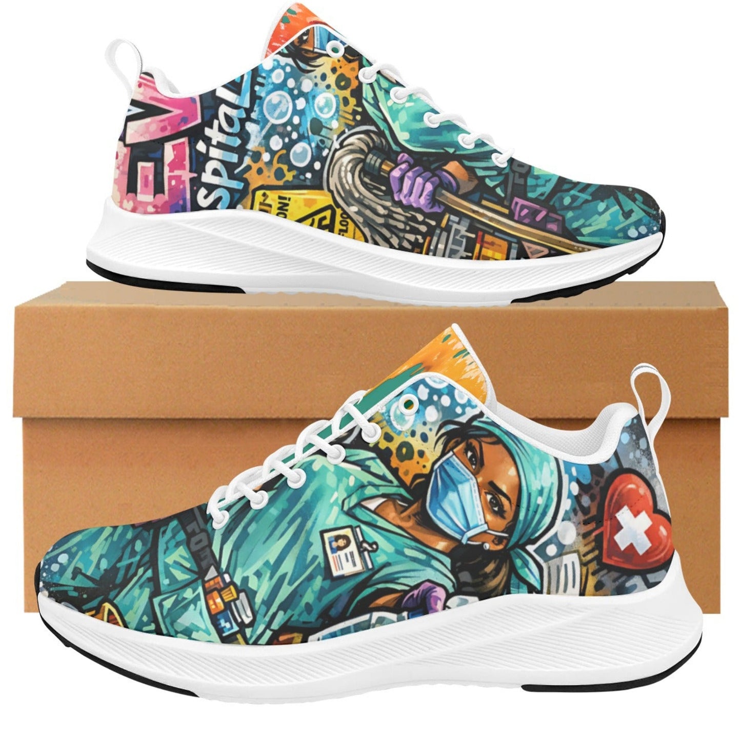 Environmental Services Warrior Sneakers — Graffitti‑Style Design