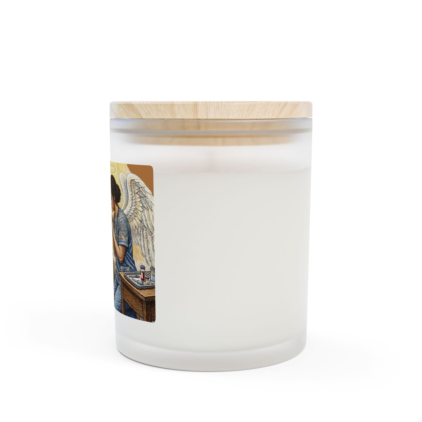 Guardian Nurse Angel Prayer Candle — Frosted Glass 11oz