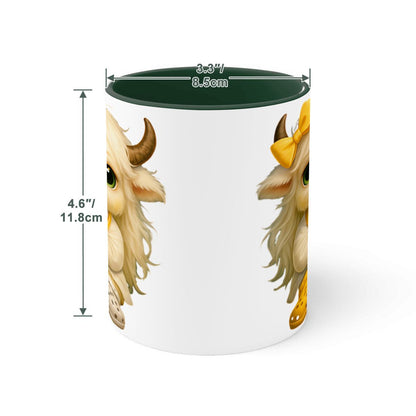 Highland Cow Mini‑Doc Ceramic Mug — Premium Gloss (15oz) (Made in USA)